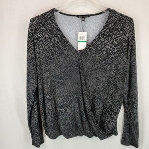 NWT Cable & Gauge Polka Dot Faux Wrap Blouse L